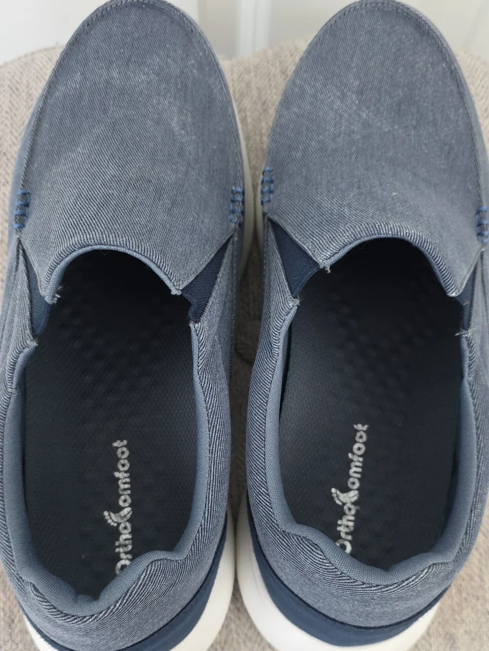 Men's Orthocomfoot Slip-On Loafers/ Orthopedic Planter Fasciitis- Blue Size 46